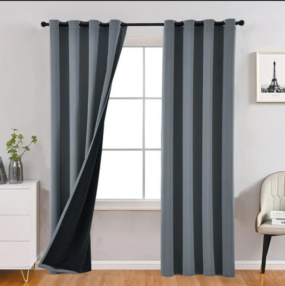 100% Blackout Curtains Thermal Insulation Lizabella Llight Grey 52in*84in